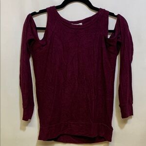 Hippie Rose Burgundy 3/4 Sleeve Cut Out Blouse
